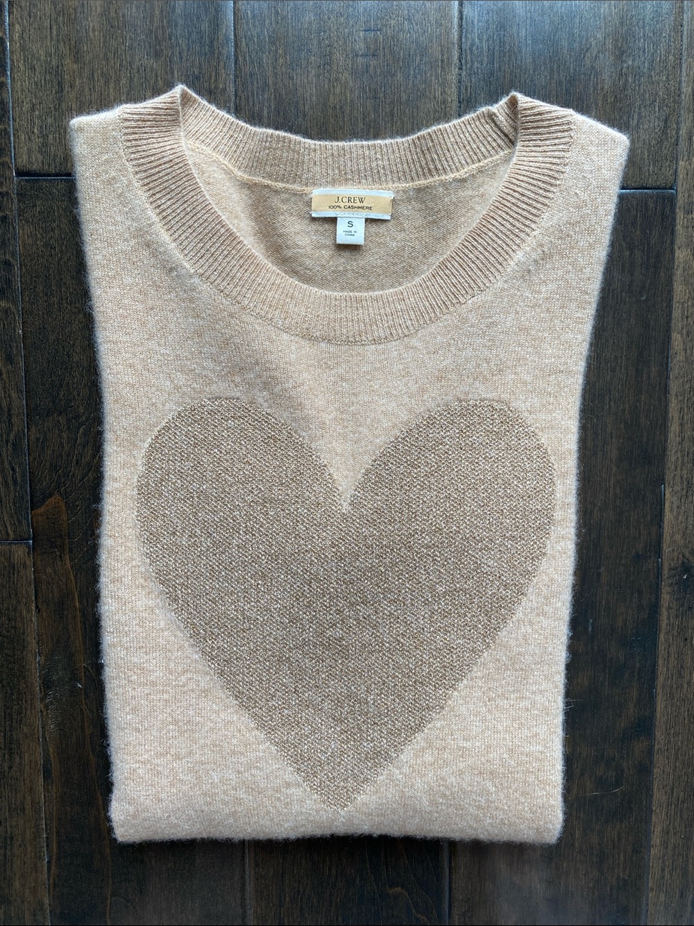 J.Crew Cashmere Crewneck Sweater with Gold Heart
